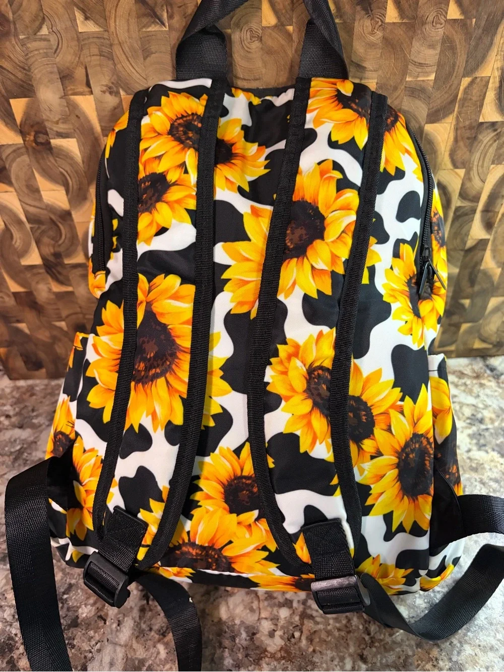 Sunflower Print Women's Backpack - Yellow Sunflower